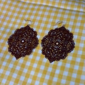 Plunder Intricate Brown Filigree Earrings
